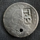 1863 s Seated Liberty Half Dollar Hole Pendant Necklace 1800s Initials Jewelry