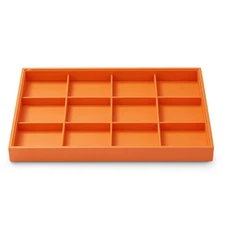 Oirlv Luxury Leather Jewelry Tray Orange Stackable Jewelry Drawer Organizer T...