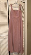 Azazie Jay Dusty Rose A-Line Side Slit Chiffon Bridesmaid Dress Size 18
