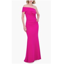 Eliza J Off The Shoulder Fit & Flare Gown, Pink (Fuchsia Lipstick), Size 4, NWT