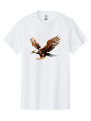 Flying-Bald-Eagle Mens Graphic Tee, 100% Cotton, Casual Summer Wear
