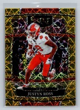 2022  Panini Select Draft Picks #13 Justyn Ross  Gold Lazer Clemson Tigers