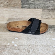 Birkenstock Oita Sandals Womens Sz 6 Black Suede Leather Slip On Open Toe Slides