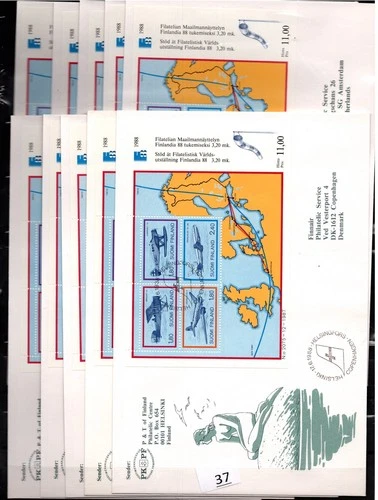 = FINLAND - 10 FDC - MAPS - PLANES - AVIATION - 1988