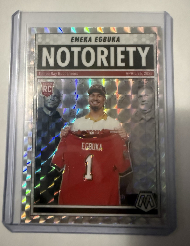 2025 Panini Mosaic Notoriety Prizm Rookie Emeka Egbuka Buccaneers #16