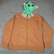 Star Wars Mandalorian Full Zip Hoodie Mens L Baby Yoda Grogu Long Sleeve Pocket