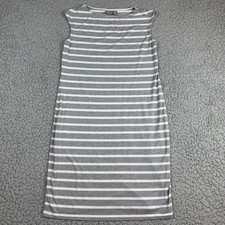 Chico's Dress Womens 1 Medium Shift Stretch Flex Gray Striped Sleeveless