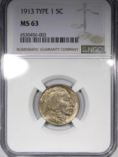 1913 Type 1 Buffalo Nickel NGC MS63 Uncirculated Better Date 5C