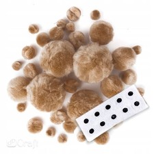 Bastelset Tiere Braun, 45 Teile - Pompon Tiere basteln