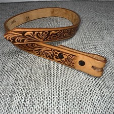 Vintage Justin Tooled Leather Belt Top Grain Cowhide Kids Made In USA 20 E9 186A