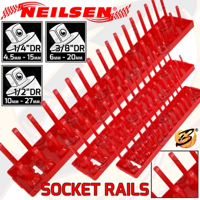 NEILSEN Socket Storage Trays 1/4" 3/8" 1/2" Drive Deep/Shallow Socket Organiser