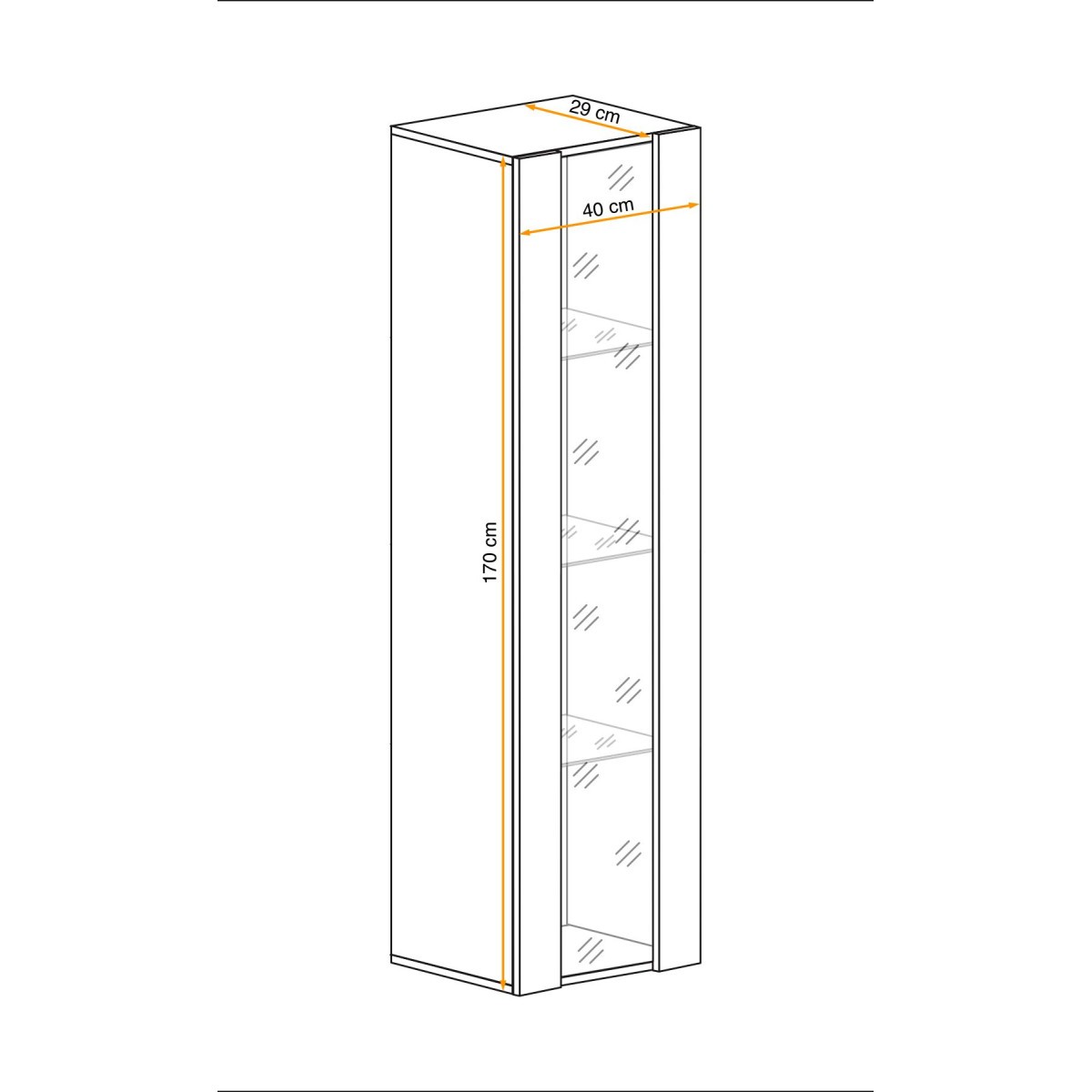 Vitrine LED murale Fly C4 de 170cm en blanc pour salon moderne