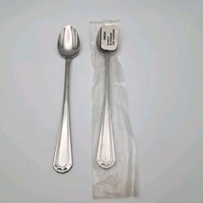 ONEIDA BK Diamond Iced Tea Long Spoon 2 Piece Set Stainless Flatware Korea NOS