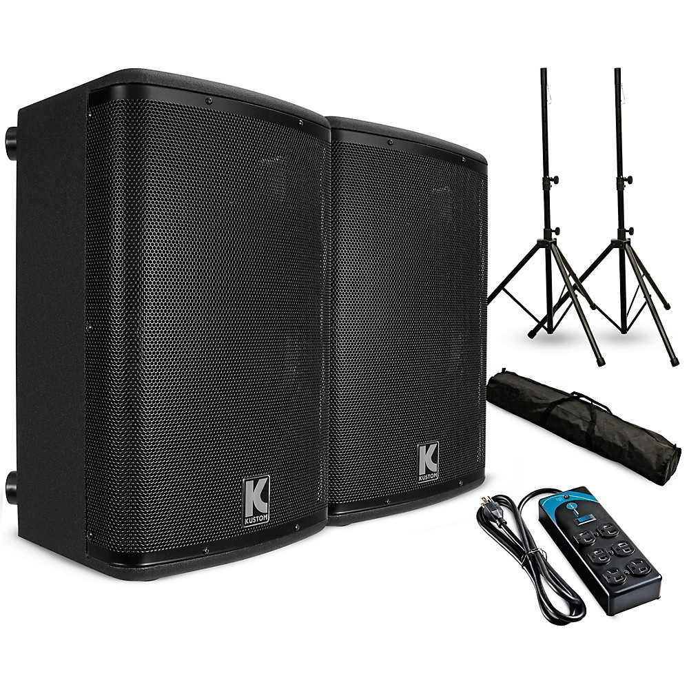 Kustom PA KPX15A 15 Powered Speaker Pair with Stands and Power Strip 112590₽