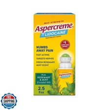 Aspercreme Essential Oils Lidocaine Pain Relief with No-Mess Roll-On Applicat