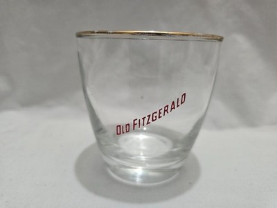 Old Fitzgerald Bourbon Whiskey Lowball Glass Gold Rim