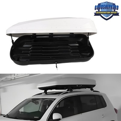 White Vehicle Roof Top Storage Box Cargo Luggage W/2 Locks ABS 14 ft³ Heavy Duty