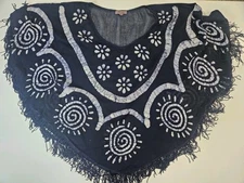 Mimi Shawl Womens 3X Navy Blue White Floral Sun Summer Pattern Casual Lagenlook