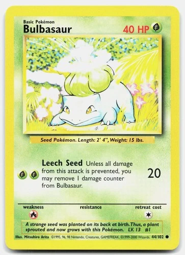 Pokemon Bulbasaur 44/102 Base Set NM