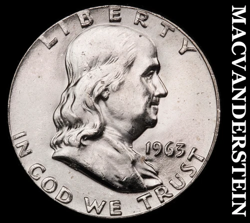 1963 Silver Franklin Half Dollar - Choice Gem Brilliant Unc+++  Lustrous  #G9007
