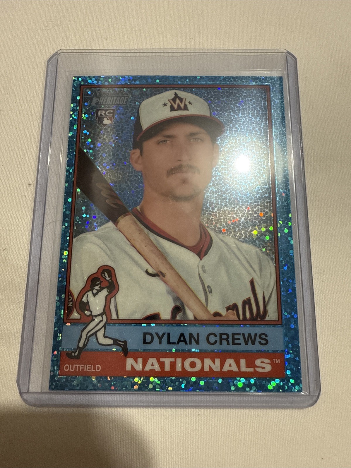 2025 Topps Heritage Dylan Crews Chrome RC Light Blue Sparkle Refractor #247