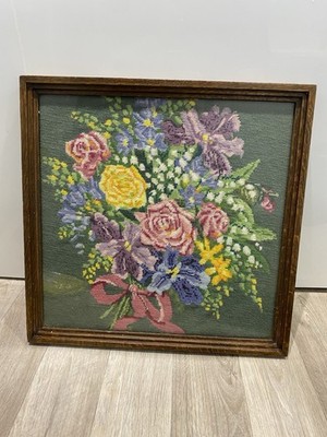 Vintage Wandteppich The Queen Bouquet von Miss R Masters Australien Massivholzrahmen