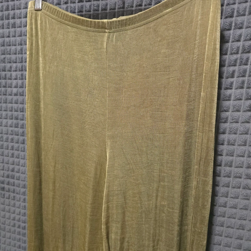 Pantalones De Colección Marca Slinky Talla M EE. UU. Verde Oliva Líquido Tejido Fluido Boho Chic Hada Años 90 Foto 3 de 4