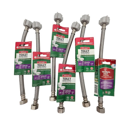 Fluidmaster Lot of 6 B4T12U 12โ Fits Toilet Supply Line 3/8 7/16 1/2 x 7/8" NOS