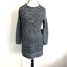 Vince Camuto Sweater Dress Small Black Gray Knit Shift Crew Neck Soft NEW TAGS