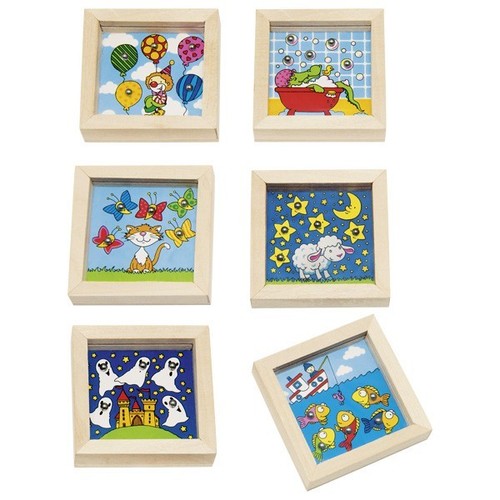 goki 56703 Geduldspiel mit Stahlkugeln, 6,5 x 6,5 x 1,8 cm, Holz, mehrfarbig (Mo