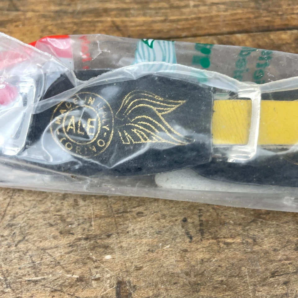 Vintage Ale Leather Strap Set Pedal Toe Clip NOS Yellow Allara Eroica Italy A4 - Image 2 of 4