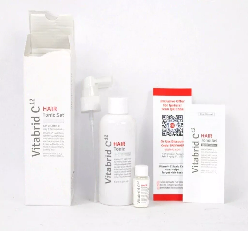 Vitabrid C12 Hair Tonic Set Professional Powder .05 oz + Tonic 3.72 oz, Exp:8/24