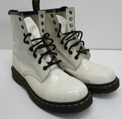 Dr. Martens Doc s 1460W White Patent Leather AirWair Bouncing Soles Womens US 8