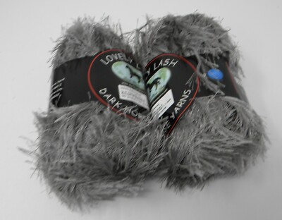 2 Skeins Dark Horse Lovely Lash Eyelash Yarn Grey  #203