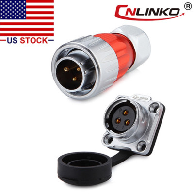 CNLINKO 3 Pin Stromanschluss Stecker & Buchse Wasserdicht IP67 Metall