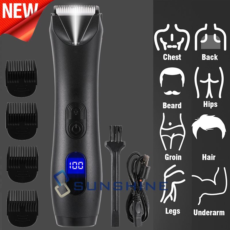 Electric Men's Manscaping Pubic Hair Trimmer Waterproof Groin Ball Body Shaver