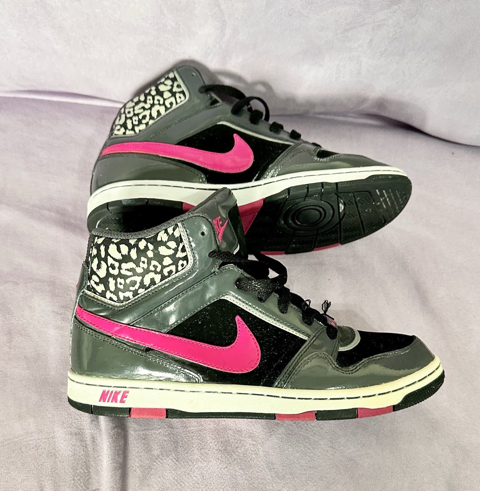 Nike Dunk High Prestige 3 Sneakers Shoes Black 574686-060 Cheetah Print size 8,5