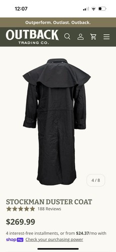 Men’s Outback Trading Co Oilskin Stockman Duster Jacket Trench Coat Size M - Picture 2 of 6