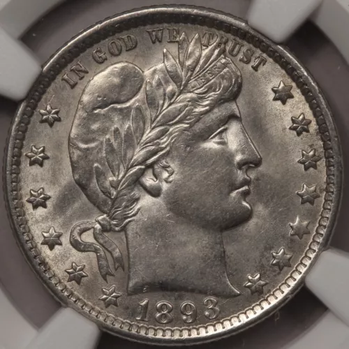 1893-O Barber Quarter NGC AU-58