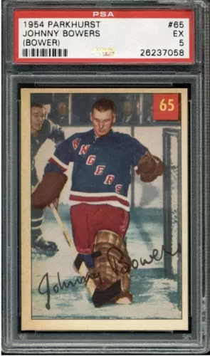 1954 Parkhurst Johnny Bower Bowers Rookie RC #65 PSA 5 EX Leafs HOF