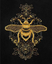 Golden Bee - Cross Stitch Kit, Queen Bee - NeedlePoint Kit, Blackwork Embroidery