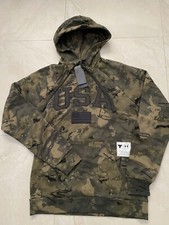 RARE UNDER ARMOUR x PROJECT ROCK USA FLAG VETERANS DAY CAMO HOODIE SWEATER MEN M