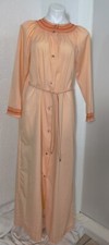 Vintage Sears Ladies Smocked Housecoat Robe Pearl Snaps Inner Belt Size 12 Long