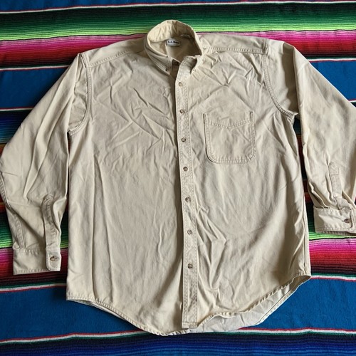 70s~80'S LLBean long sleeve button down check shirt, men's size XL cotton Vintage Second Hand