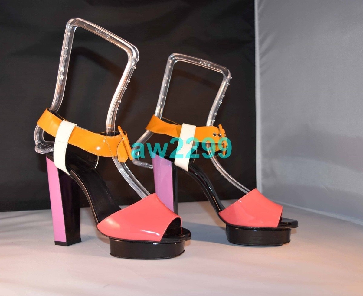 エルメス　38 NEW AUTHENTIC RARE HERMES OPEN TOES SANDALS SHOES HEELS 38 MULTI