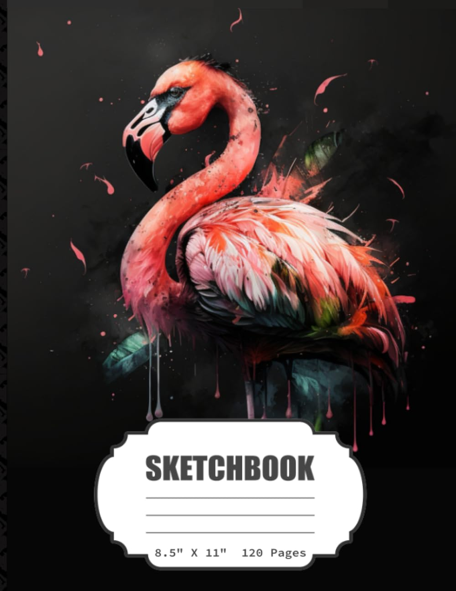 Sketchbook: Pink Watercolor Flamingo Sketch for Boys, Girls, Kids, Teens,  Adults