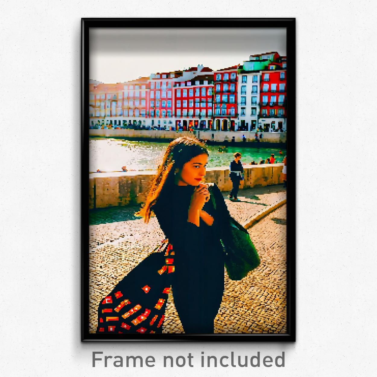 8-Bit Psychedelic Pixel Art Poster - Cute Trippy Lisbon Video Game Print