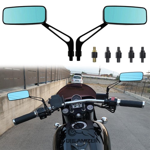 8mm Black Motorcycle Rearview Mirrors Rectangle For Suzuki VZ800 VS1400