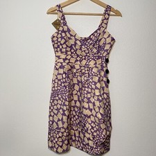 Marc Jacobs Silk Blend Geometric Purple Cream Dress Womens 0