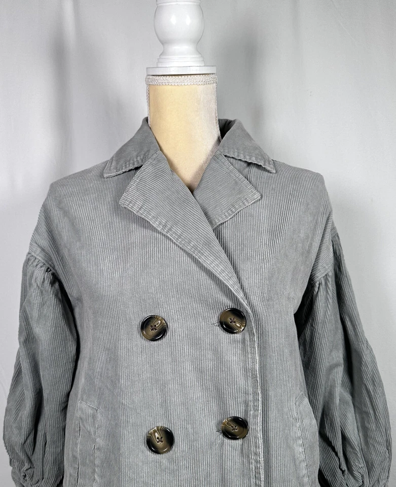 Chelsea & Violet Girl’s Junior Jacket Coat Large Corduroy Gray Double Breast $70 - Image 4 of 4